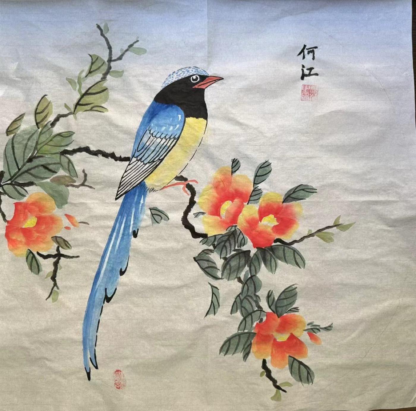 何江 · 蓝鹊花影 blue magpie